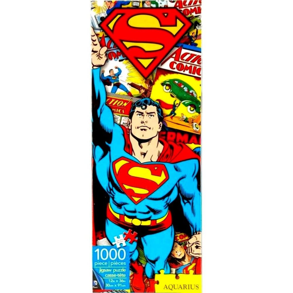 Aquarius Superman Retro Slim Jigsaw Puzzle 1000 Pieces 12"X 36"  Brand N…